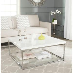 Modern White/ Chrome Coffee Table