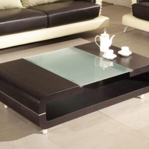 Gloss Curved Coffee Table With Glass Top